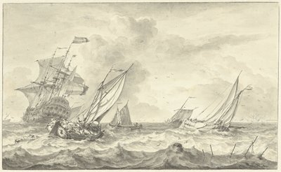 Seascape (Drawing) by Hendrik Rietschoof